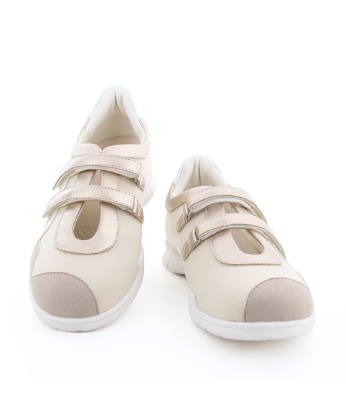 byあしながおじさん（バイアシナガオジサン）の「ダブルストラップバレエスニーカー　8710649（スニーカー・レディース・オフホワイト/ブラック/ライトベージュ・S/M/L/LL）」の9枚目の写真