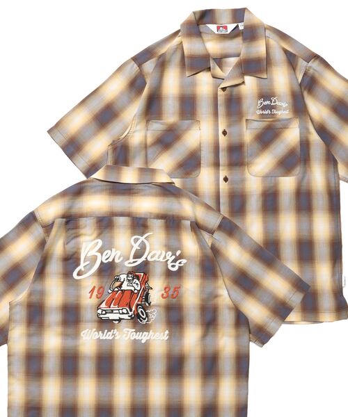 BEN DAVIS(ベンデイビス)の「【BEN DAVIS(ベンデイビス)】DRIVE EMB PLAID O/C SHIRT / 半袖 シャツ オープンカラー ヴィンテージライク オンブレチェック(シャツ/ブラウス・メンズ・ブラック/ブラウン・MEDIUM/LARGE/X-LARGE)」の2枚目の写真