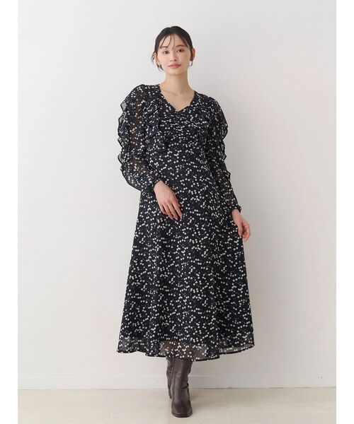 セール】ダブルラッフルバイカラーパイピングワンピース（ワンピース