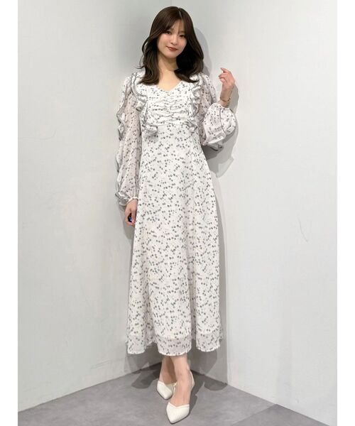 MERCURYDUO(マーキュリーデュオ)の「ダブルラッフルバイカラーパイピングワンピース(ワンピース・レディース・アイボリー/ブラック・SMALL/MEDIUM)」の16枚目の写真