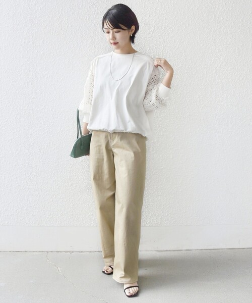 WEB限定】〈手洗い可能〉レース コンビ カットソー（Tシャツ