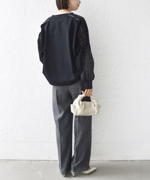 WEB限定】〈手洗い可能〉レース コンビ カットソー（Tシャツ