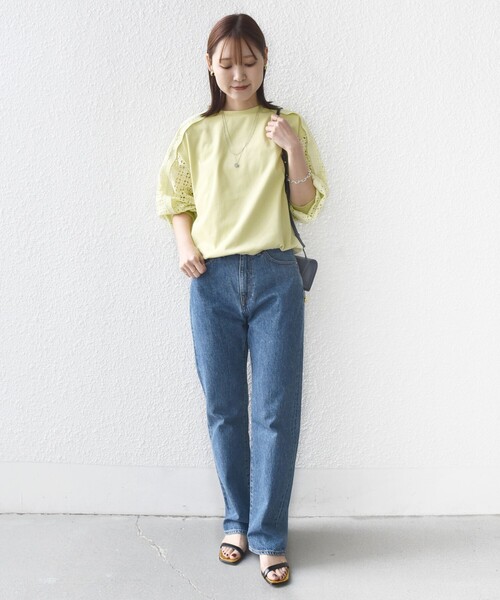 WEB限定】〈手洗い可能〉レース コンビ カットソー（Tシャツ