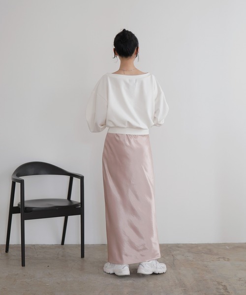 LIAN(リアン)の「サテンナロースカート(スカート・レディース・ピンク/アイボリー/ブラック/グレイッシュベージュ・FREE)」の20枚目の写真
