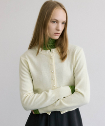 PEARLY BUTTON WOOL CARDIGAN / BUTTER