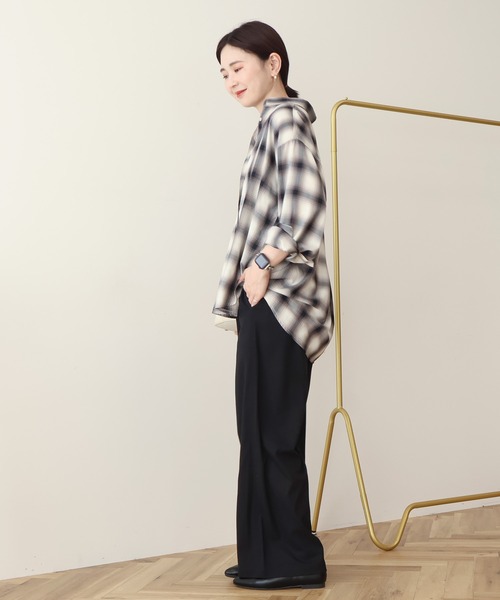 AMERICAN HOLIC（アメリカンホリック）の「【イージーケア】 チェックバックタックシャツ（シャツ/ブラウス・レディース・ブラック/ブルー/ベージュ・L/M）」の19枚目の写真