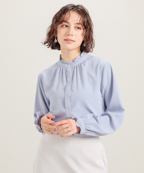 GLACIER lusso(グラシアルッソ)の「スタンドフリルブラウス(シャツ/ブラウス・レディース・アイボリー/グレイッシュベージュ/サックスブルー/ネイビー・L/LL/M/S)」の17枚目の写真