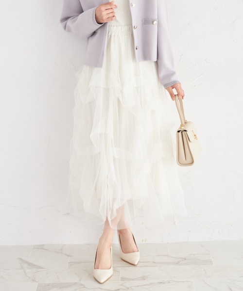 tocco closet(トッコ クローゼット)の「チュールタックバルーンスカート(スカート・レディース・ブラック/オフホワイト/ネイビー/グレー系その他・M)」の2枚目の写真