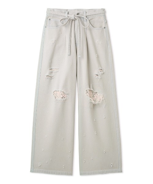 FURFUR（ファーファー）の「レースクラッシュデニムパンツ（デニムパンツ・レディース・ブラック/サックスブルー/ライトグレー・0/1）」の2枚目の写真