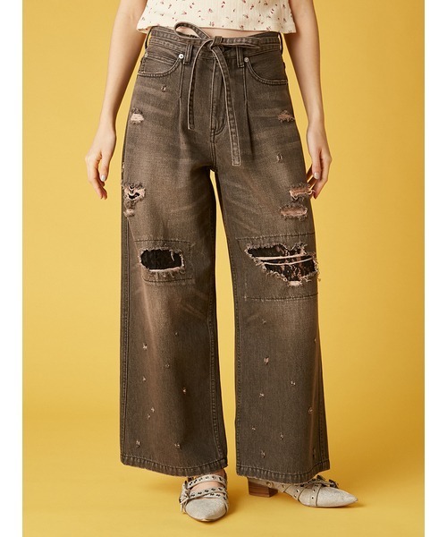 FURFUR（ファーファー）の「レースクラッシュデニムパンツ（デニムパンツ・レディース・ブラック/サックスブルー/ライトグレー・0/1）」の11枚目の写真