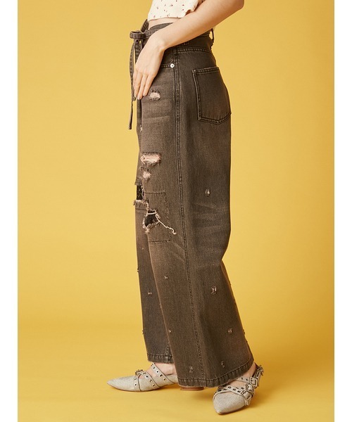 FURFUR（ファーファー）の「レースクラッシュデニムパンツ（デニムパンツ・レディース・ブラック/サックスブルー/ライトグレー・0/1）」の13枚目の写真