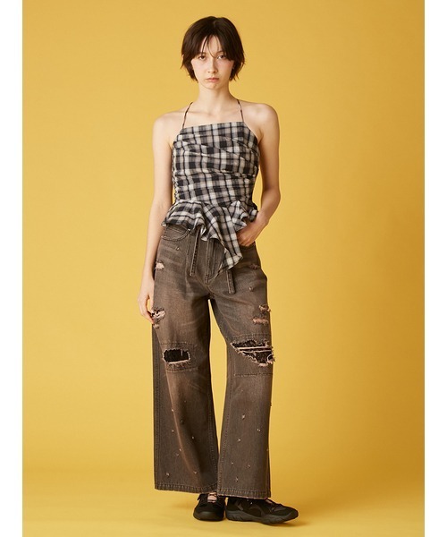 FURFUR（ファーファー）の「レースクラッシュデニムパンツ（デニムパンツ・レディース・ブラック/サックスブルー/ライトグレー・0/1）」の15枚目の写真