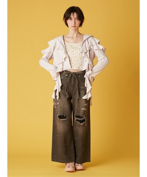 FURFUR（ファーファー）の「レースクラッシュデニムパンツ（デニムパンツ・レディース・ブラック/サックスブルー/ライトグレー・0/1）」の17枚目の写真