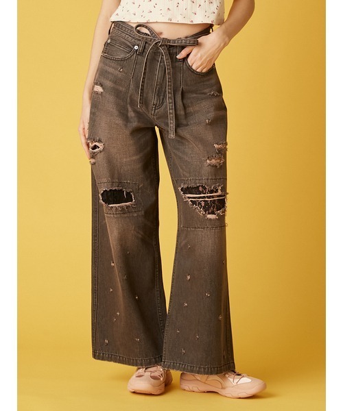 FURFUR（ファーファー）の「レースクラッシュデニムパンツ（デニムパンツ・レディース・ブラック/サックスブルー/ライトグレー・0/1）」の10枚目の写真