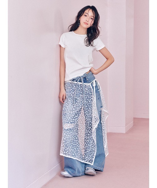 FURFUR（ファーファー）の「レースクラッシュデニムパンツ（デニムパンツ・レディース・ブラック/サックスブルー/ライトグレー・0/1）」の6枚目の写真