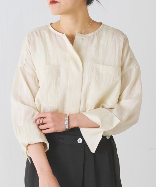 BEARDSLEY(ビアズリー)の「ブライトポケットシャツブラウス(シャツ/ブラウス・レディース・ダークグレー/イエロー・FREE)」の2枚目の写真