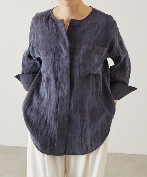 BEARDSLEY(ビアズリー)の「ブライトポケットシャツブラウス(シャツ/ブラウス・レディース・ダークグレー/イエロー・FREE)」の3枚目の写真