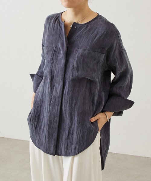 BEARDSLEY(ビアズリー)の「ブライトポケットシャツブラウス(シャツ/ブラウス・レディース・ダークグレー/イエロー・FREE)」の4枚目の写真