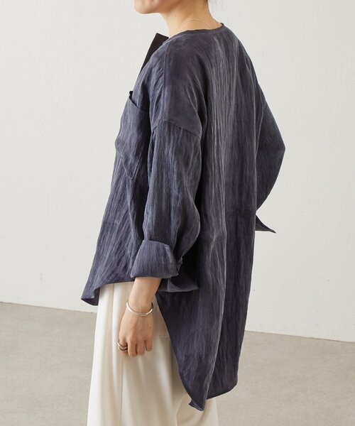 BEARDSLEY(ビアズリー)の「ブライトポケットシャツブラウス(シャツ/ブラウス・レディース・ダークグレー/イエロー・FREE)」の5枚目の写真