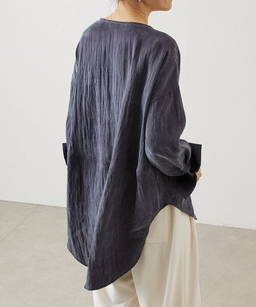 BEARDSLEY(ビアズリー)の「ブライトポケットシャツブラウス(シャツ/ブラウス・レディース・ダークグレー/イエロー・FREE)」の6枚目の写真