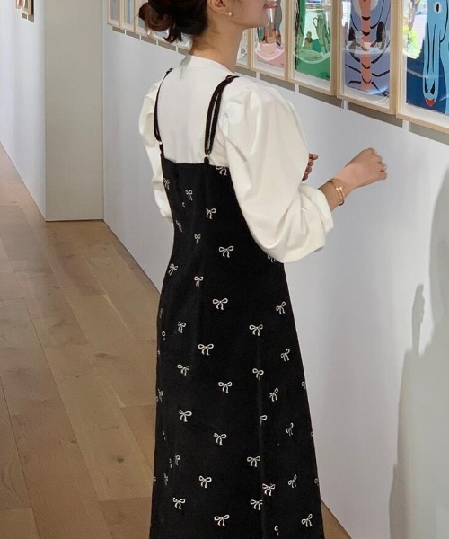 semplice（センプリチェ）の「キャミワンピース（ワンピース・レディース・ブラック/ベージュ・F）」の3枚目の写真