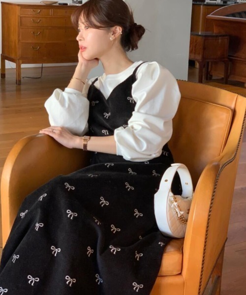 semplice（センプリチェ）の「キャミワンピース（ワンピース・レディース・ブラック/ベージュ・F）」の12枚目の写真