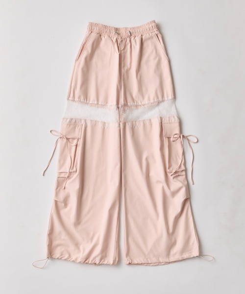 OLIVE des OLIVE（オリーブデオリーブ）の「レース切替カーゴパンツ（カーゴパンツ・レディース・ピンク/ネイビー/ミント/オフホワイト・FREE）」の4枚目の写真
