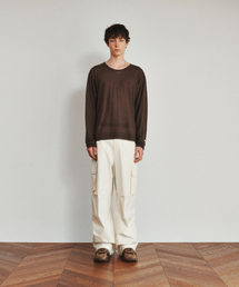 HEUTE（ホイテ）の「FUZZY ROUND NECK T-SHIRT (BROWN)（Tシャツ/カットソー）」