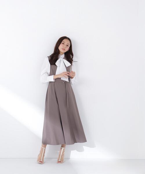 NATURAL BEAUTY BASIC（ナチュラルビューティーベーシック）の「◇テーラーベルテッドジャンスカ（ジャンパースカート・レディース・ネイビー/ブラウン・SMALL/MEDIUM/P/S）」の7枚目の写真