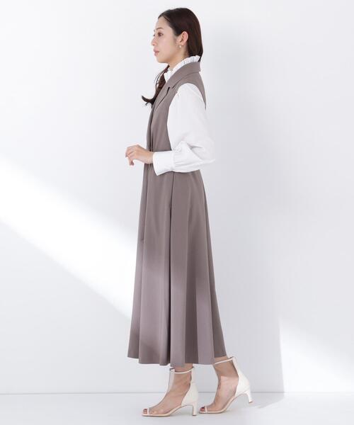 NATURAL BEAUTY BASIC（ナチュラルビューティーベーシック）の「◇テーラーベルテッドジャンスカ（ジャンパースカート・レディース・ネイビー/ブラウン・SMALL/MEDIUM/P/S）」の11枚目の写真