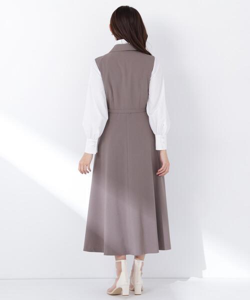 NATURAL BEAUTY BASIC（ナチュラルビューティーベーシック）の「◇テーラーベルテッドジャンスカ（ジャンパースカート・レディース・ネイビー/ブラウン・SMALL/MEDIUM/P/S）」の12枚目の写真