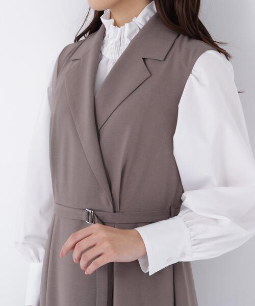 NATURAL BEAUTY BASIC（ナチュラルビューティーベーシック）の「◇テーラーベルテッドジャンスカ（ジャンパースカート・レディース・ネイビー/ブラウン・SMALL/MEDIUM/P/S）」の14枚目の写真