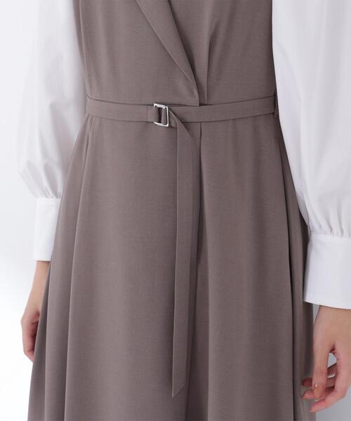 NATURAL BEAUTY BASIC（ナチュラルビューティーベーシック）の「◇テーラーベルテッドジャンスカ（ジャンパースカート・レディース・ネイビー/ブラウン・SMALL/MEDIUM/P/S）」の15枚目の写真