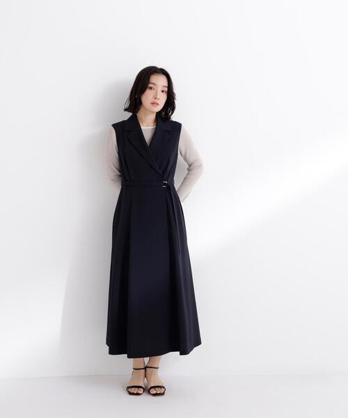 NATURAL BEAUTY BASIC（ナチュラルビューティーベーシック）の「◇テーラーベルテッドジャンスカ（ジャンパースカート・レディース・ネイビー/ブラウン・SMALL/MEDIUM/P/S）」の20枚目の写真