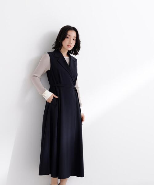 NATURAL BEAUTY BASIC（ナチュラルビューティーベーシック）の「◇テーラーベルテッドジャンスカ（ジャンパースカート・レディース・ネイビー/ブラウン・SMALL/MEDIUM/P/S）」の21枚目の写真