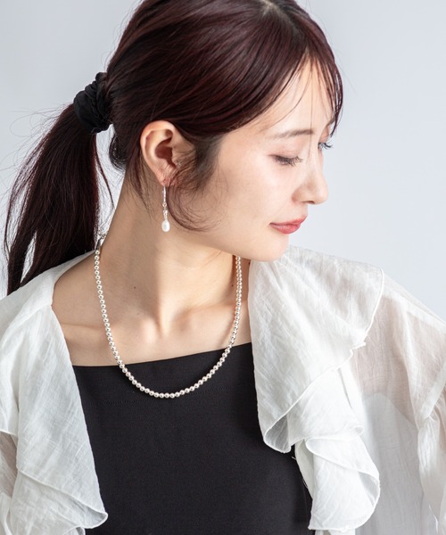 Harpo(アルポ)の「【Harpo/アルポ】ナバホパール シルバー ネックレス ビーズ 5㎜/全長50㎝(ネックレス・レディース・シルバー・FREE)」の4枚目の写真