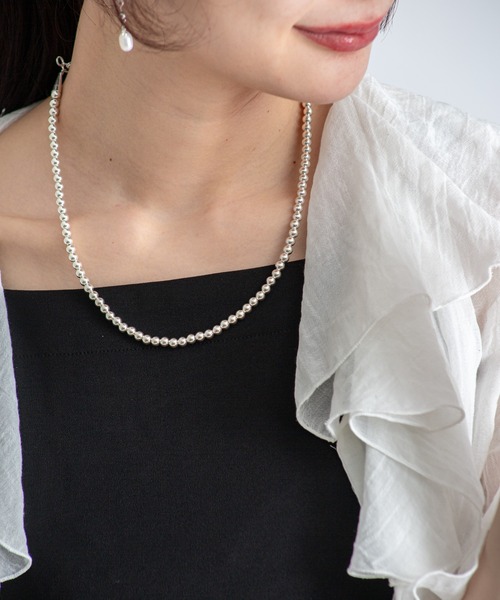 Harpo(アルポ)の「【Harpo/アルポ】ナバホパール シルバー ネックレス ビーズ 5㎜/全長50㎝(ネックレス・レディース・シルバー・FREE)」の3枚目の写真