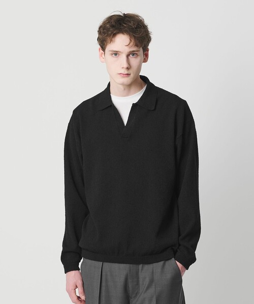 BEAUTY&YOUTH UNITED ARROWS（ビューティーアンドユースユナイテッドアローズ）の「クリンプ コットン ポロスキッパー ニット（ニット/セーター・メンズ・オリーブ/ブラック/ナチュラル・XL/S/M/L）」の5枚目の写真