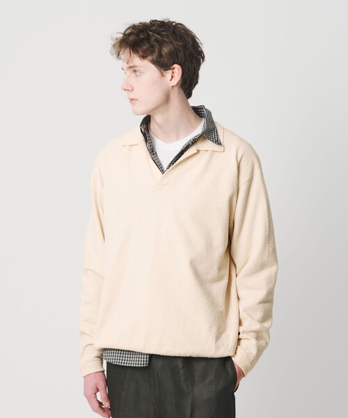 BEAUTY&YOUTH UNITED ARROWS（ビューティーアンドユースユナイテッドアローズ）の「クリンプ コットン ポロスキッパー ニット（ニット/セーター・メンズ・オリーブ/ブラック/ナチュラル・XL/S/M/L）」の7枚目の写真