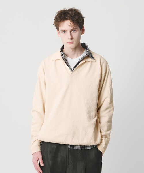 BEAUTY&YOUTH UNITED ARROWS（ビューティーアンドユースユナイテッドアローズ）の「クリンプ コットン ポロスキッパー ニット（ニット/セーター・メンズ・オリーブ/ブラック/ナチュラル・XL/S/M/L）」の8枚目の写真