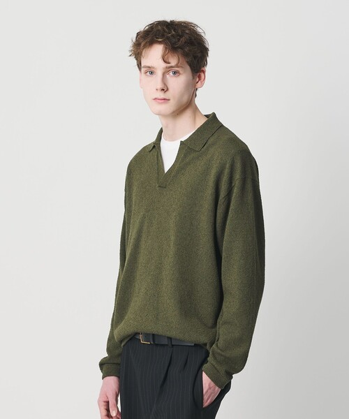 BEAUTY&YOUTH UNITED ARROWS（ビューティーアンドユースユナイテッドアローズ）の「クリンプ コットン ポロスキッパー ニット（ニット/セーター・メンズ・オリーブ/ブラック/ナチュラル・XL/S/M/L）」の9枚目の写真
