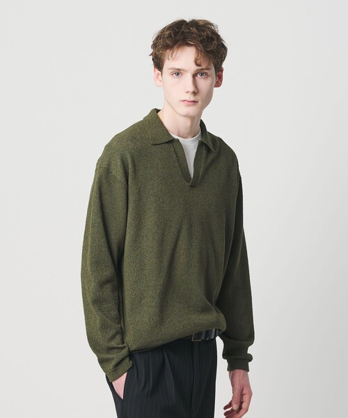 BEAUTY&YOUTH UNITED ARROWS（ビューティーアンドユースユナイテッドアローズ）の「クリンプ コットン ポロスキッパー ニット（ニット/セーター・メンズ・オリーブ/ブラック/ナチュラル・XL/S/M/L）」の10枚目の写真