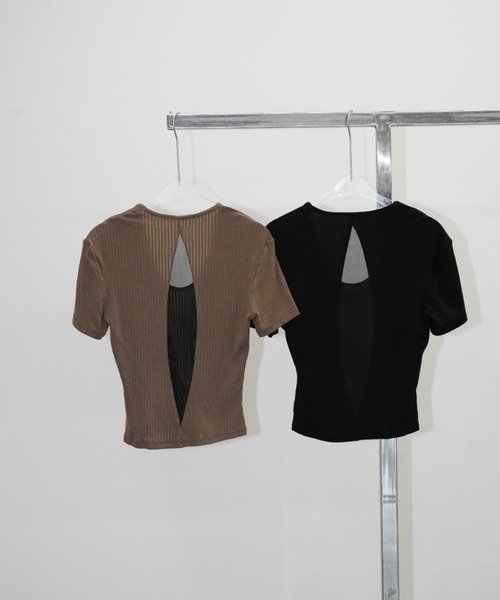 chuclla(チュクラ)の「【CHENTAITAI】シアーパネル コンパクトトップス CTW26s009(Tシャツ/カットソー・レディース・ベージュ/ブラック・M)」の16枚目の写真