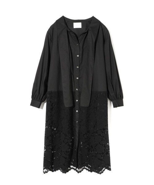 MIDIUMISOLID（ミディウミソリッド）の「MIDIUMISOLID for Ladies レースコンビシャツワンピース（ワンピース・レディース・ライトブルー/オフホワイト/ブラック・FREE）」の5枚目の写真