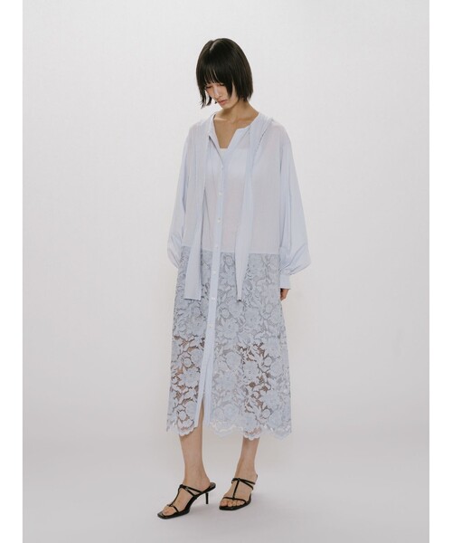 MIDIUMISOLID（ミディウミソリッド）の「MIDIUMISOLID for Ladies レースコンビシャツワンピース（ワンピース・レディース・ライトブルー/オフホワイト/ブラック・FREE）」の9枚目の写真