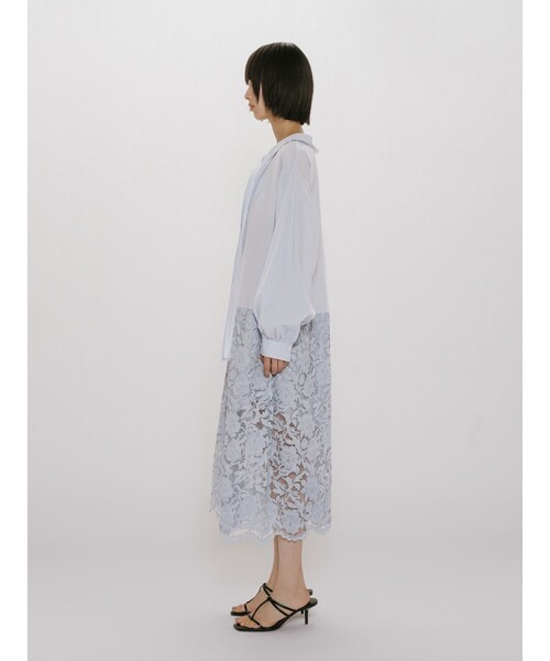 MIDIUMISOLID（ミディウミソリッド）の「MIDIUMISOLID for Ladies レースコンビシャツワンピース（ワンピース・レディース・ライトブルー/オフホワイト/ブラック・FREE）」の10枚目の写真