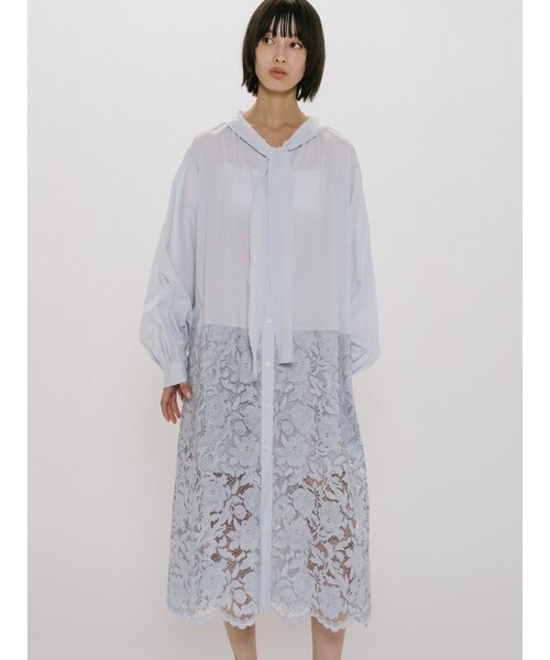 MIDIUMISOLID（ミディウミソリッド）の「MIDIUMISOLID for Ladies レースコンビシャツワンピース（ワンピース・レディース・ライトブルー/オフホワイト/ブラック・FREE）」の12枚目の写真
