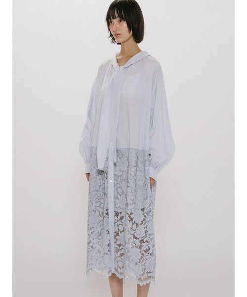 MIDIUMISOLID（ミディウミソリッド）の「MIDIUMISOLID for Ladies レースコンビシャツワンピース（ワンピース・レディース・ライトブルー/オフホワイト/ブラック・FREE）」の13枚目の写真