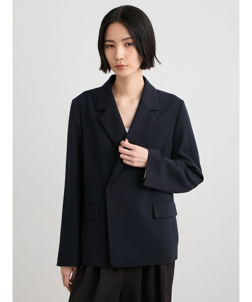 MIESROHE（ミースロエ）の「【セットアップ対応】ダブルブレステッドジャケット（テーラードジャケット・レディース・ストライプ/モカ/ダークネイビー・1/0）」の12枚目の写真