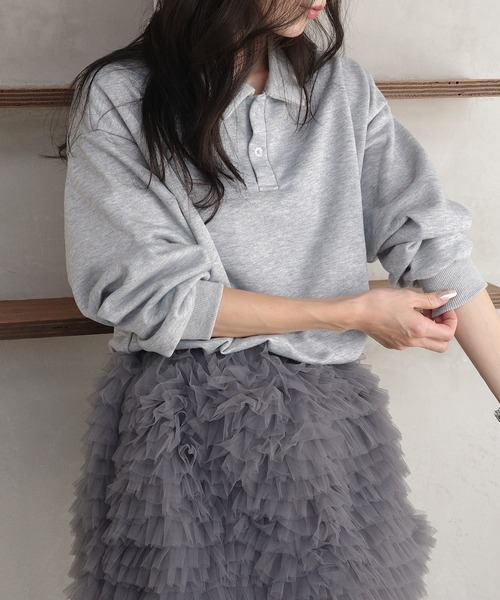 Mela（メラ）の「ポロスウェットプルオーバー（スウェット・レディース・グレー/ブルー・S/M/L）」の17枚目の写真